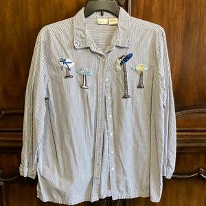 Bobbie Brooks long sleeve blue striped blouse